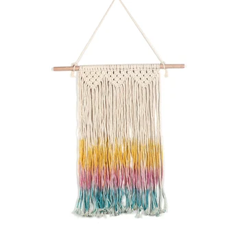 

Rainbow Color Boho Tapestry Cotton Decorations Handmade Bohemian Macrame Knot Tapestry Home Room Decor Wall Hangings Tapestry
