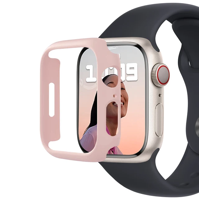 Cover for Apple Watch  45mm 41mm  44mm  40mm 42mm 38mm Shock-Proof Resist Bumper Protective Case for iWatch SE 7 6 5 4 3 2 1 Pink