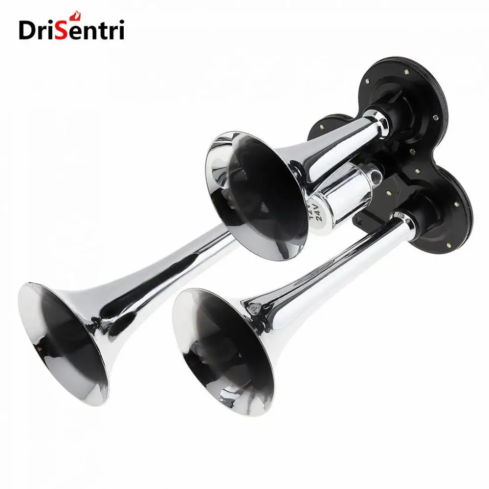 

12V 178DB Super Loud Silver Three Trumpet Electronically Controlled Car Air Horn for Cars /Trucks / Boats/ Motorcycles/Vehicles