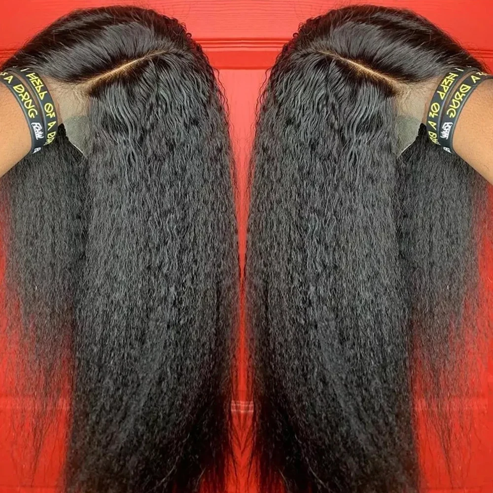 Lace Wig Pre Plucked With Baby Hair Brazilian Remy Kinky Straight Human Hair Wigs Glueless 13x1 Lace Part Wigs 180% 10-28 Inch