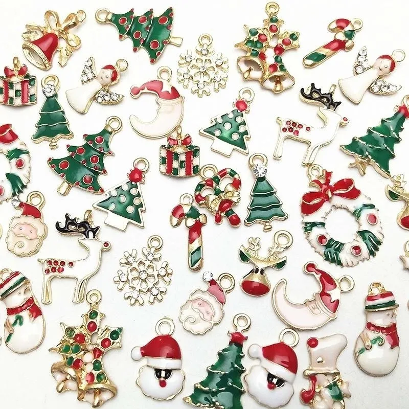 

Mix Christmas Enamel Charms for Jewelry Making Metal Pendants Beads for Charm Bracelet Earrings jewelry Decorations Gifts