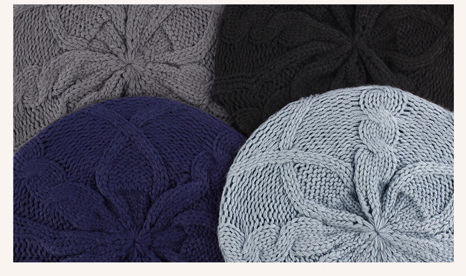 Damenmode stricken Baggy Baskenmütze Hut Damen Französisch Künstler Baskenmütze Hüte Frühling lässig dünne mehrfarbige warme weiche Baskenmützen – Detail 10