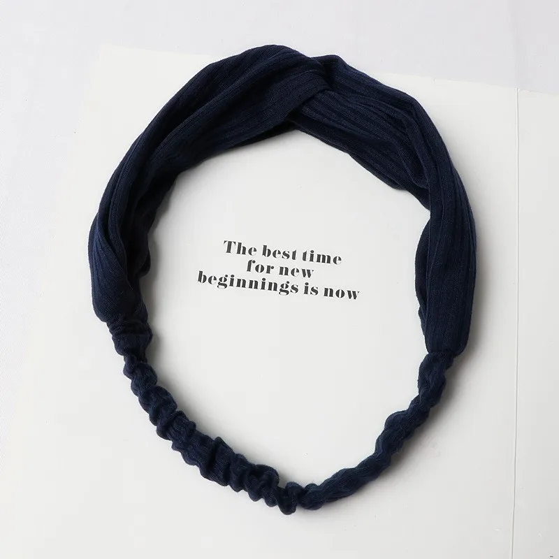 Style 2 Navy Женская Корейская вязаная повязка на голову, для девушек, темпераментная, эластичная, широкая повязка на голову - Цвет: Style 2 Navy