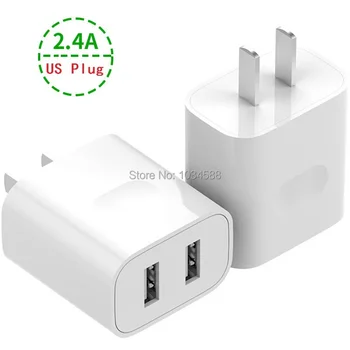 

500pcs/lot Dual Ports 2.4A US Wall charger Power Plug For Iphone 7 8 11 XR Samsung Android phone pc