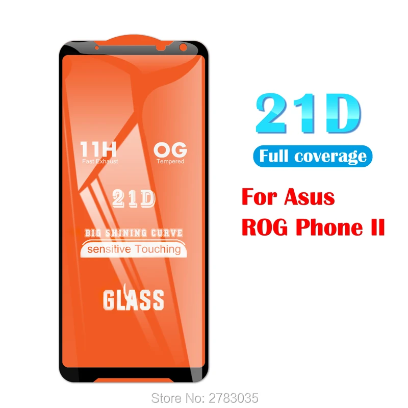 

For Asus ROG Phone 2 II ZS660KL 6.59" 21D 9D Full Glue Cover Toughened Tempered Glass Film Screen Protector Guard