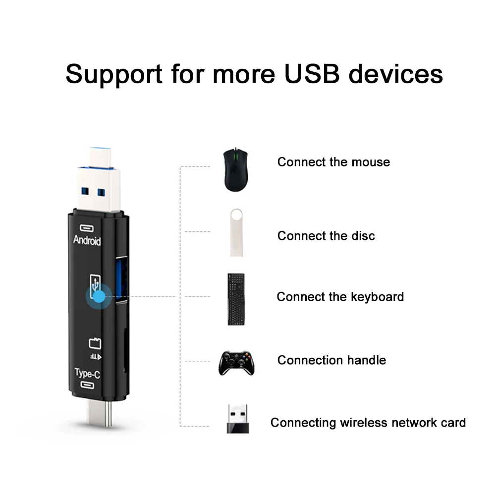 TF 3 в 1 Micro USB для Android type-c OTG считыватель карт Универсальный компьютерный удлинитель высокая скорость