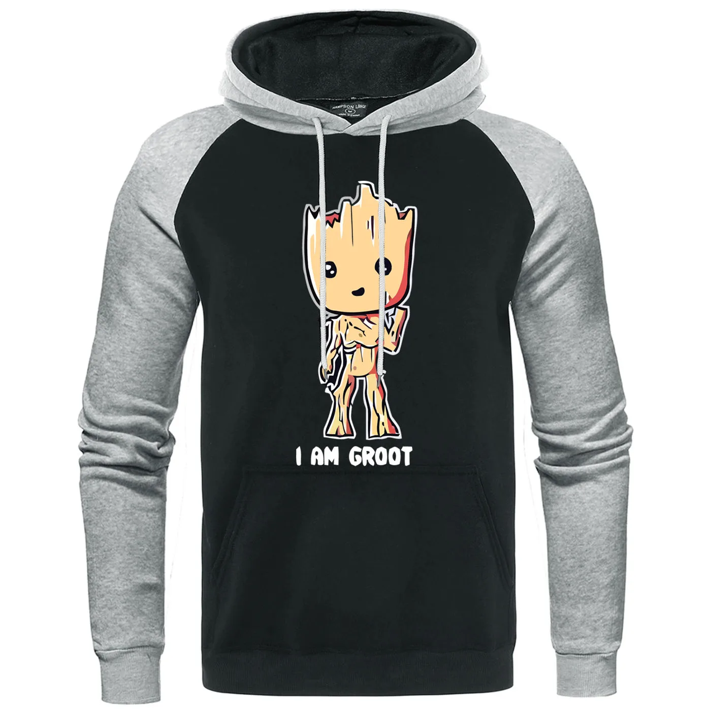 Guardians of the Galaxy I AM Groot мужские толстовки с капюшоном реглан, толстовка, Мстители, супергерой, теплая толстовка с капюшоном, Мужской пуловер на осень и зиму - Цвет: gray black 6