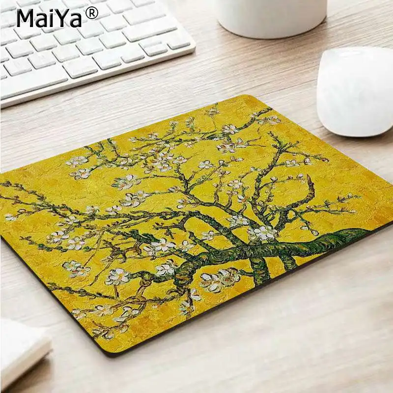 No Lock Edge25x29cm MaiYa almond blossoms van gogh paiting резиновый DIY дизайн игровой с узором коврик для мыши Лидер продаж игровой коврик для мыши - Цвет: No Lock Edge25x29cm