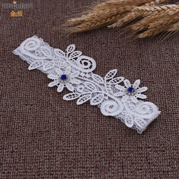 

TOPQUEEN Fahion Soft Sexy Women Girl Lace Wedding Garter Cosplay Blue Rhinestone Garter Ring For Women/Female/Bride TH29