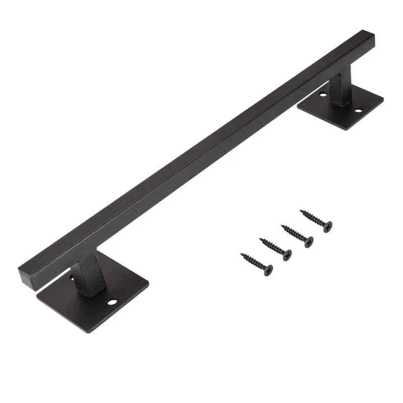 New 12inch Heavy Duty Steel Black Square Sliding Door Pull Handle for Sliding Barn Door Gates Garages Sheds Furniture
