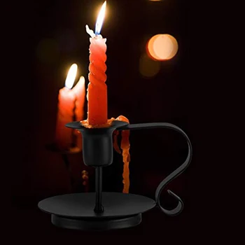 

4Pcs Vintage Wrought Iron Cone Candlestick, Simple Candle Holder Bracket Family Candlelight Dinner Decoration Halloween Christma
