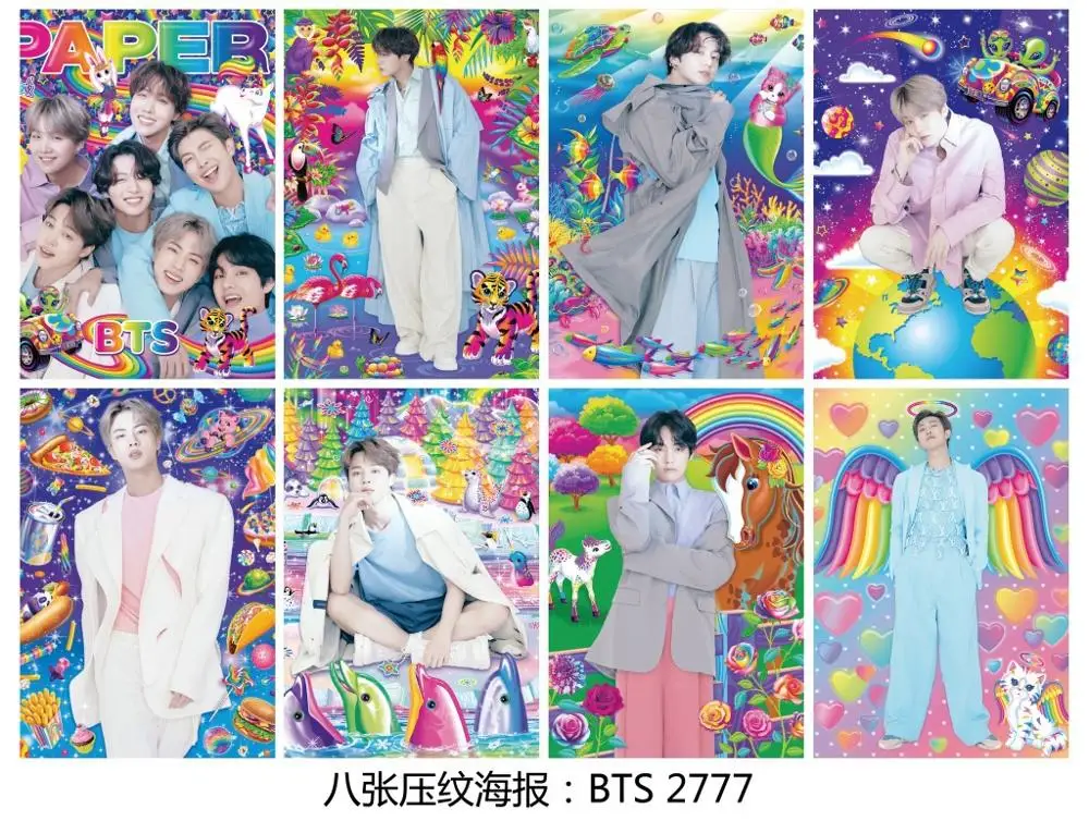 Армейский зеленый 8*(42x29 см) Bangtan мальчики Ким Тхэ Хён V kpop вокруг TaeHyung плакат наклейки на стену подарок - Цвет: Армейский зеленый
