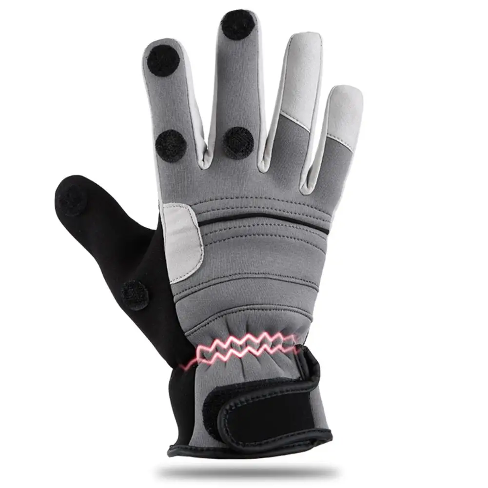 Хлопковые бархатные перчатки для подледной рыбалки, зимние ветрозащитные перчатки для рыбалки, перчатки с сенсорным экраном с 3 вырезами пальцев для фотосъемки и бега
