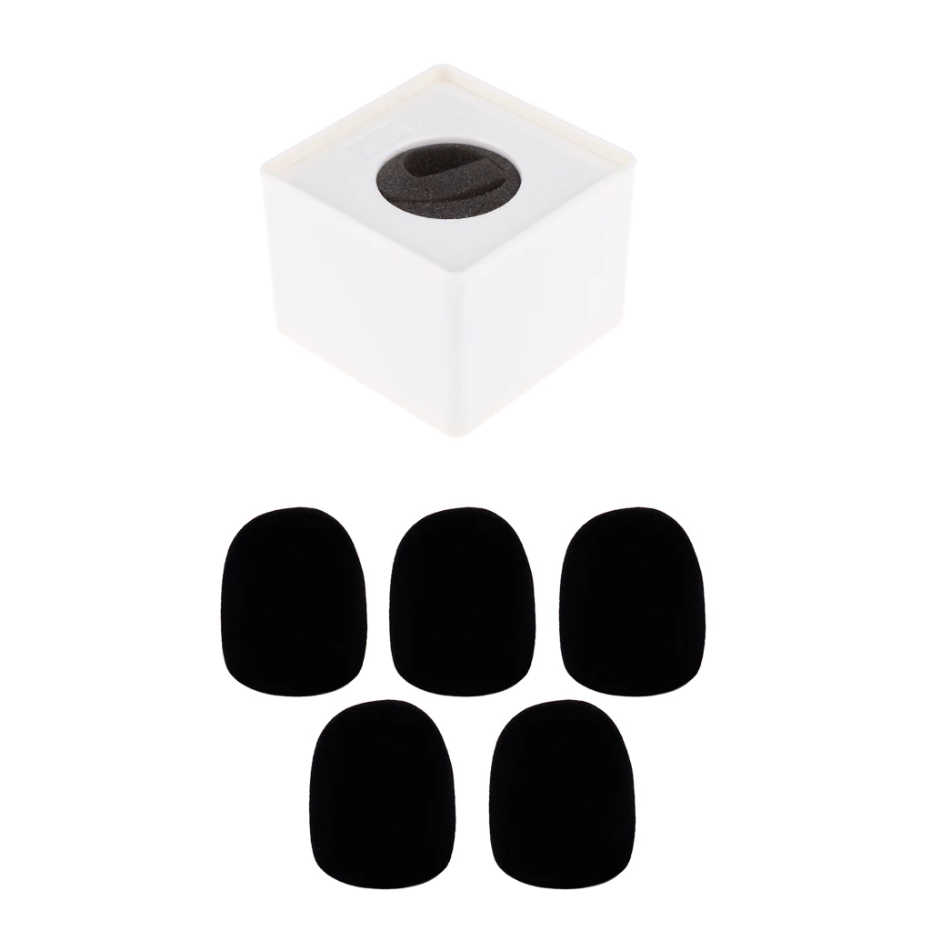 

5 Pcs Microphone Foam Shield Cover +Square Cube Shaped Interview Speech Mic Microphone Logo Flag Station Logo