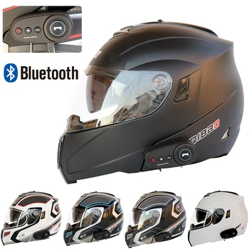 

Motorcycle Dual Visor Full Face Modular Flip Up Bluetooth Helmet Motocross Street Bike Racing Road DOT ECE Safety