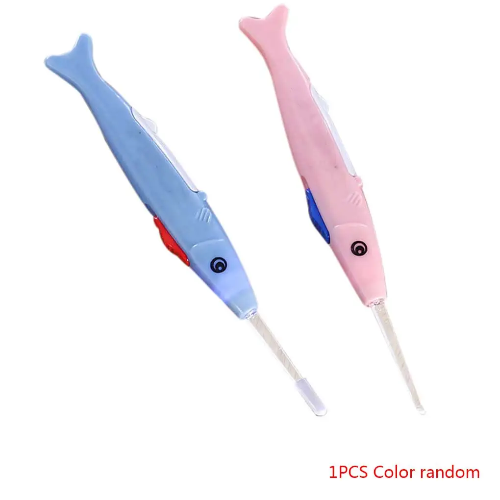 random color Инструмент для чистки ушей для уборки с светодиодный освещения и милые носки с рисунками зверей из мультфильмов, съемная удалитель ушной серы, защитные чище ложка для здоровья ребенка - Цвет: random color
