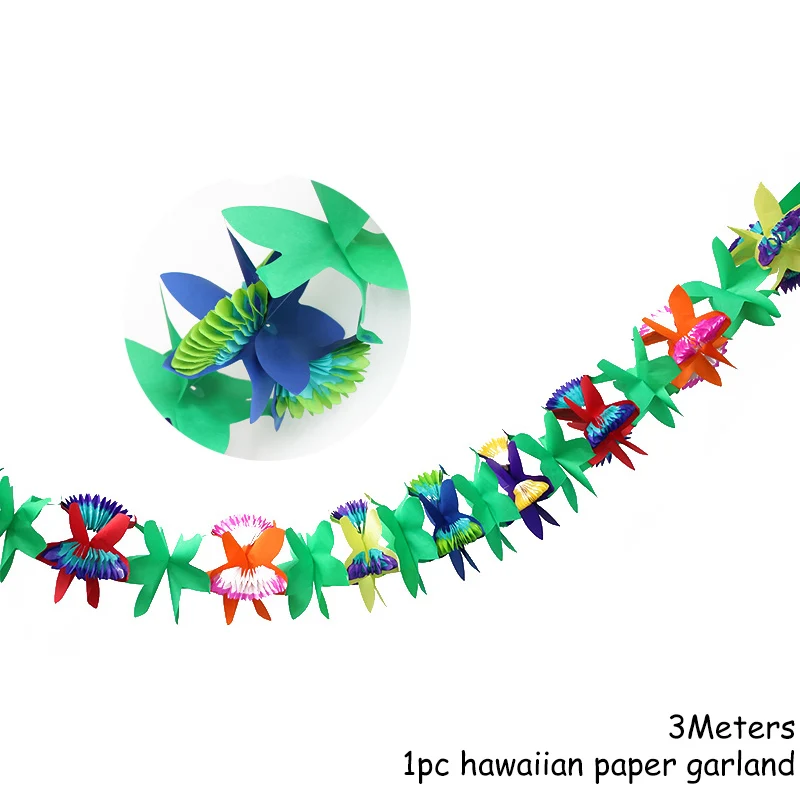 Flamingo Party Tableware Hawaii ALOHA Bunting Banner Balloon Garlands Summer Tropical Hawaiian Party Birthday Wedding Decoration 