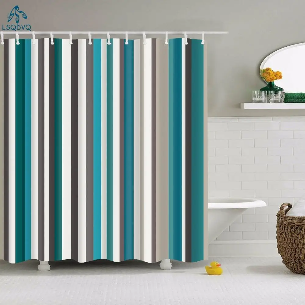 Creativeative Geometric Bath Stripe Wave Decor For Home Rideau De Douche Shower CurtainShower