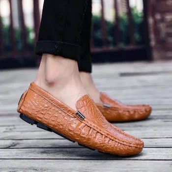 

Men Casual Shoes British Style Moccasins slip on Leather Flats Zapatos Hombre Loafers Footwear Men summer Chaussures big size 47
