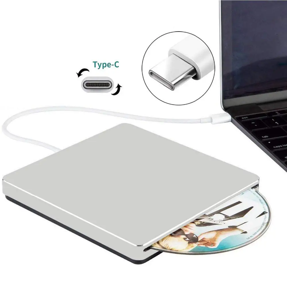 Тип C USB 3,0 DVD привод DVD RW горелка Писатель Rewriter CD rom ридер плеер Внешний привод для портативных ПК Windows Mac OS - Цвет: Tray Type C 2.0