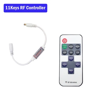 

Mini LED Rgb Controller RF 11 Key LED Remote Controller LED Dimmer DC 5V 24V For Single Color String LED strip 2835 5050