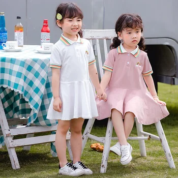 

Children's 2020 Summer Polo Collar Girls Dress Rainbow Embroidered Children's Dress Trend Baby Princess Dress