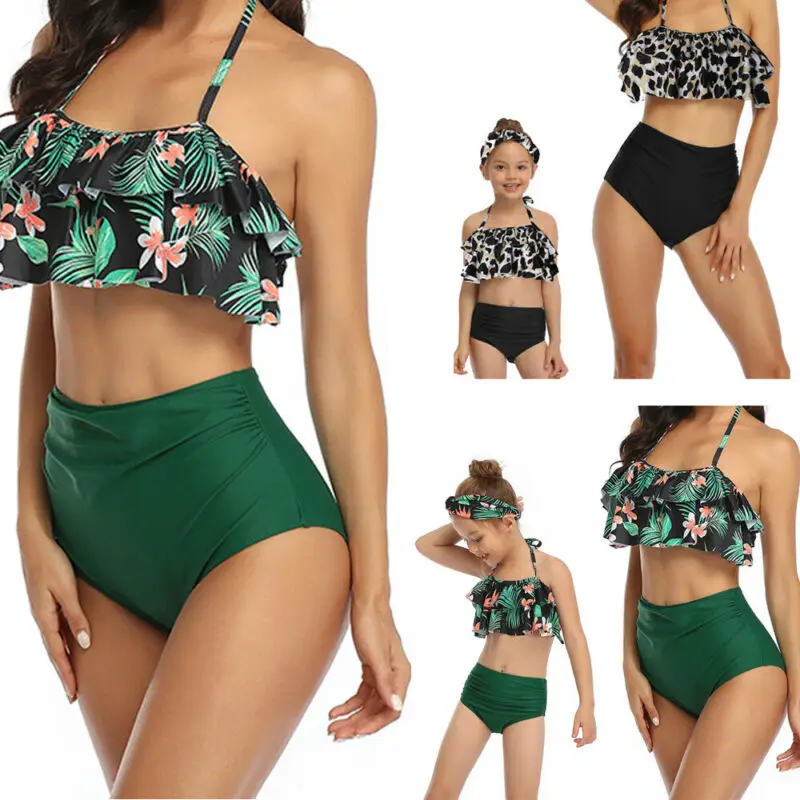 

Mother Mom Daughter Kid Leopard Bathing Swimsuit Family Matching Set Swimsuit UK