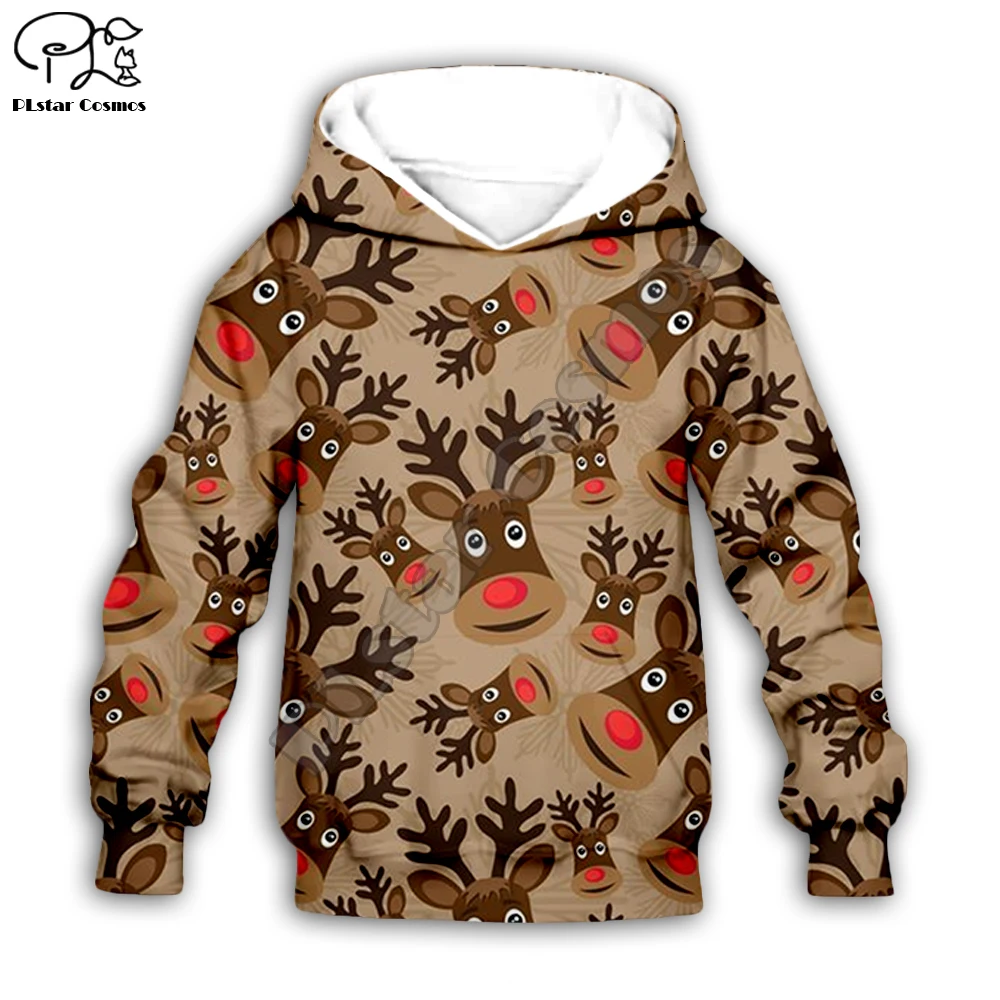 

Детская Рождественская Толстовка с капюшоном и 3D-принтом Санта-Клауса, оленя, kawai, Детская толстовка, пальто на молнии, футболка для мальчиков и девочек, брюки