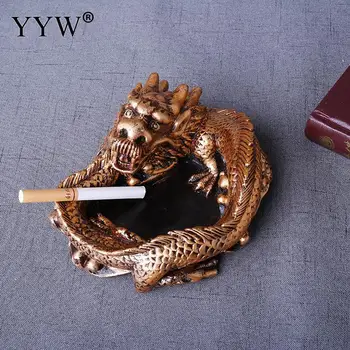 

Resin Creative Ashtray European Style Gold Ash Tray Round Cigarette Holder Cenicero Smoking Accessories Living Room Office Decor