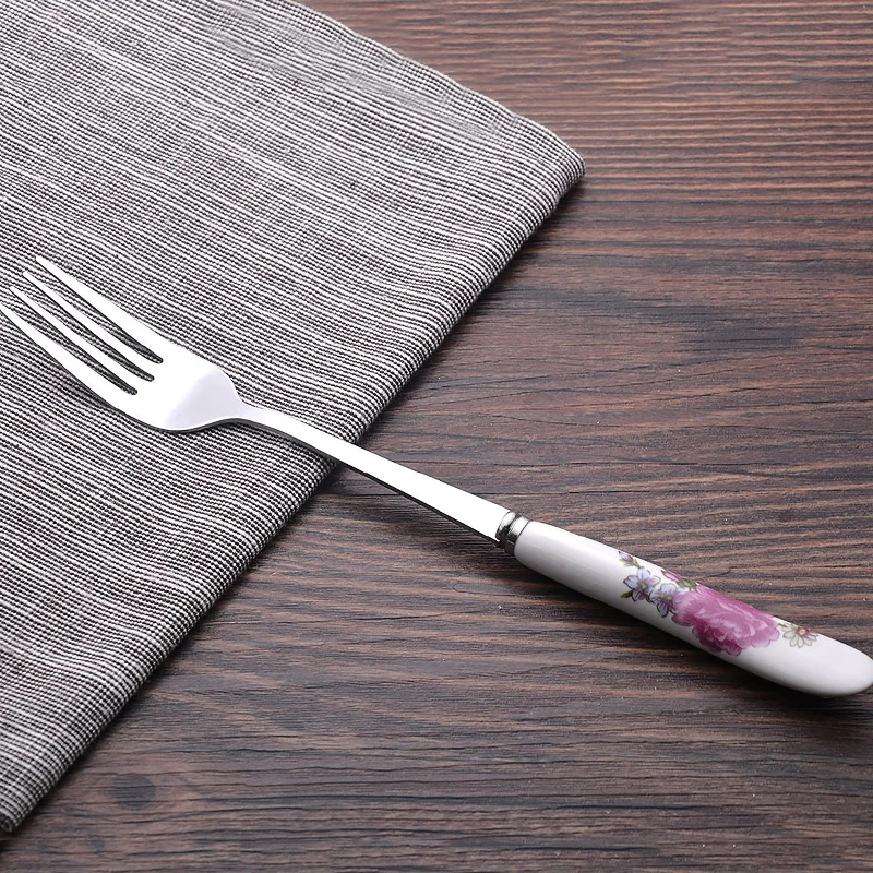 Fork 21.7x2.4cm Tofok керамический нож с ручкой, вилка, ложка, палочки для еды, взбивание яиц, кухонные столовые приборы, столовая посуда из металла, для отеля, ресторана, вечерние столовые приборы - Цвет: Fork 21.7x2.4cm