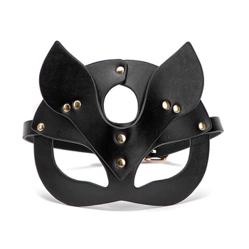 

Sexy Leather Mask Shiny Sparkling Fetish Blindfold Catwoman Bunny Girl Fox PU Masks Cosplay Masquerade Lover Half Face Mask