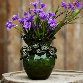 

Small Town Blue and White New Chinese Ornaments Flower Handmade Ceramic Crafts Original Meaty Water Culture Wenchuang Vase