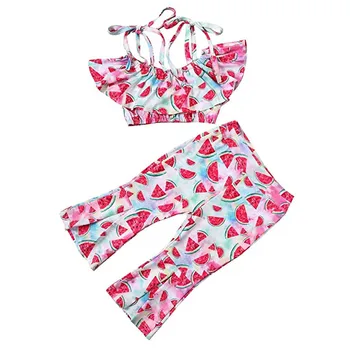 

2020 Baby Summer Watermelon Clothing Newborn Baby Girl Print Sleeveless Sling Top+Long Pants Bottoms Outfits Cotton Clothes Sets