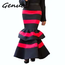 Модная женская юбка, красная, черная, Лоскутная, юбка с высокой талией, макси, длинная, на молнии, тонкая, летняя, Jupe Saias, стильная, для женщин, вечерние, Faldas