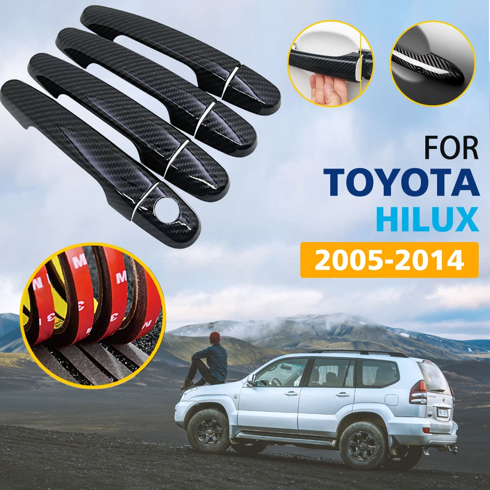 

Black Color Carbon Fiber Door Handles Cover Trim for Toyota Hilux MK7 2005~2014 Car Accessories Styling Sticker 2006 2007 2008