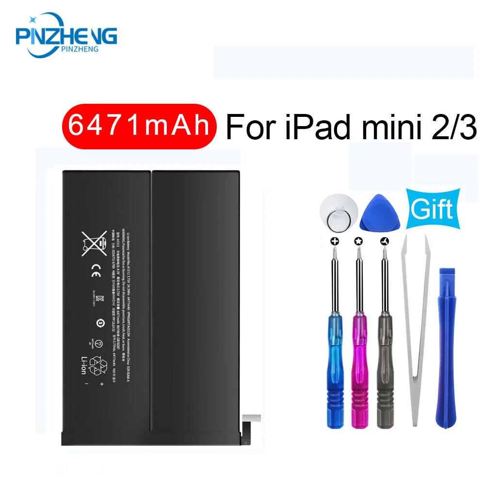 

PINZHENG 6471mAh Tablet Battery For iPad Mini 2 3 Mini2 Mini3 A1512 A1489 A1490 A1491 A1599 Replacement Tablet Battery With Tool