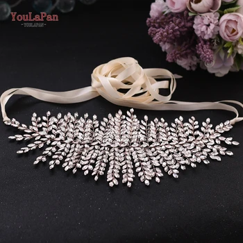 

YouLaPan Rose Gold Wedding Dress Belt Vintage Embellished Sash Belt Woman Sash Belt Decorative Belt Jeweled Belt SH238-RG