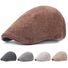 Мужская льняная хлопковая остроконечная шляпа Классическая Кепка для вождения берет для гольфа на открытом воздухе плоские шляпы