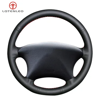 

LQTENLEO Black Artificial Leather Car Steering Wheel Cover For Citroen Xsara Picasso C5 2001-2010 Peugeot Partner 807 2003-2008