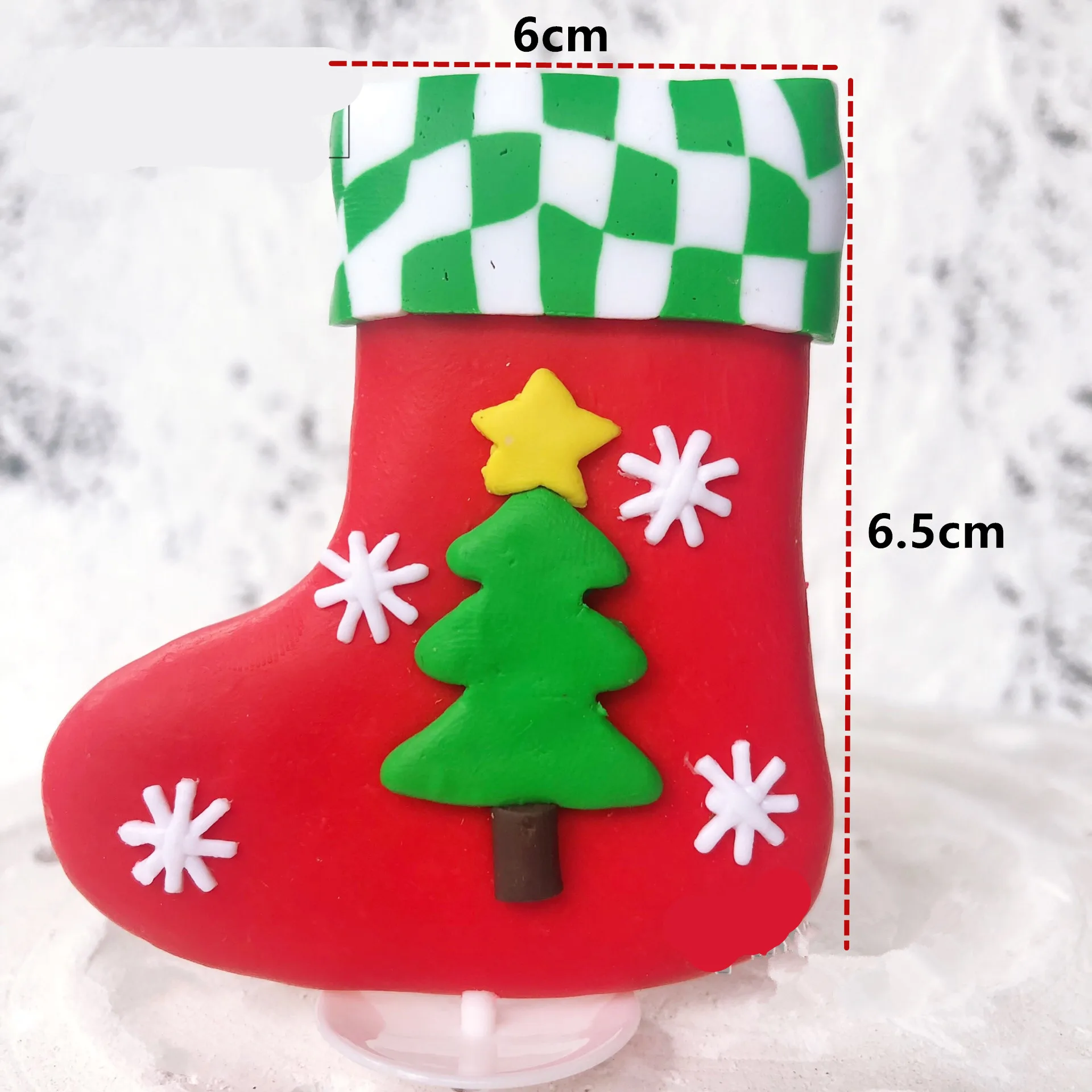 Украшение на год, Санта-Клаус, топпер для торта, снеговик, лось, Топпер для кексов на Рождество, вечерние украшения для Рождественского торта, изделия из глины - Цвет: Sock