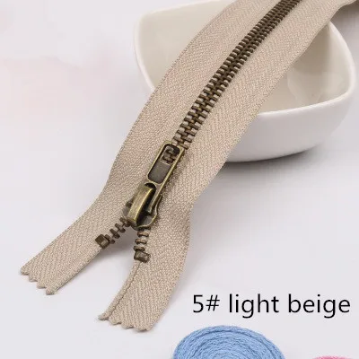 5 light beige 5 шт. Meetee 3#5#20 см закрытые Металлические молнии бронзовые зубы для карманных брюк сумка портной DIY Швейные Инструменты Аксессуары для одежды - Цвет: 5 light beige