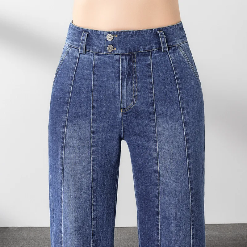 Autumn Cowboy Trousers Thin Leisure Time Easy Ma'am Directly Barrel Wide Leg Pants 9001