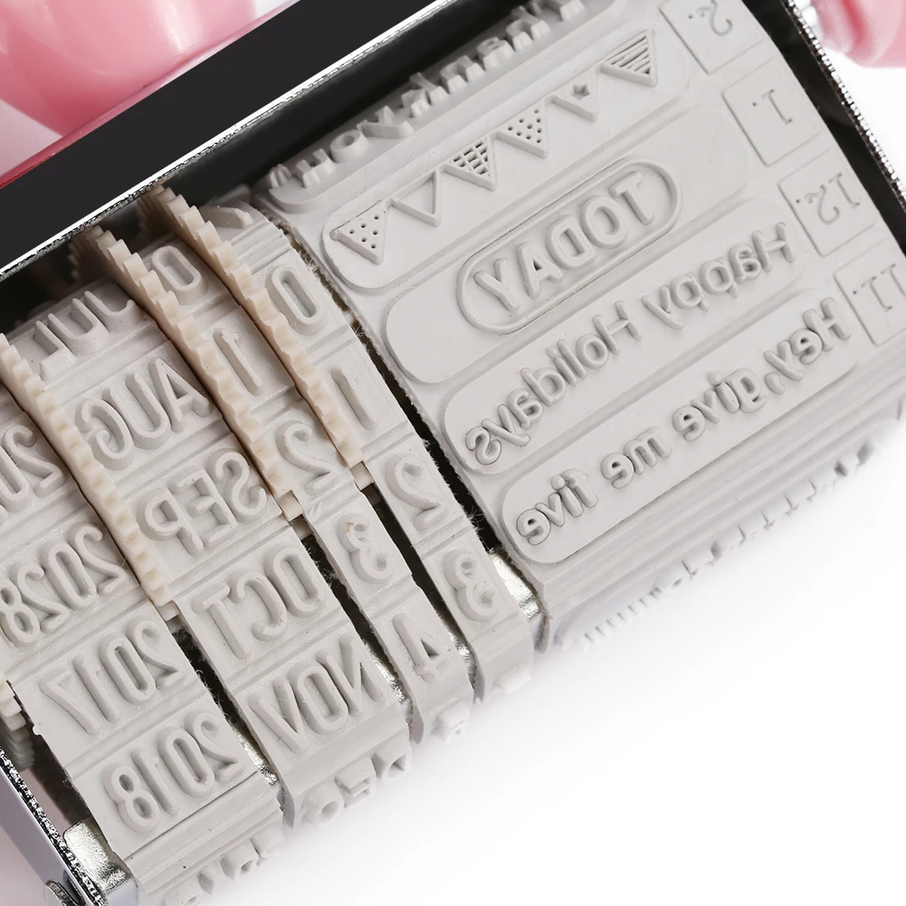 Wheel DIY Handle Account Roller Date Stamp Home Convenient Date Stamps Retro Metal+ ABS Seal Stamping Mud Set Student