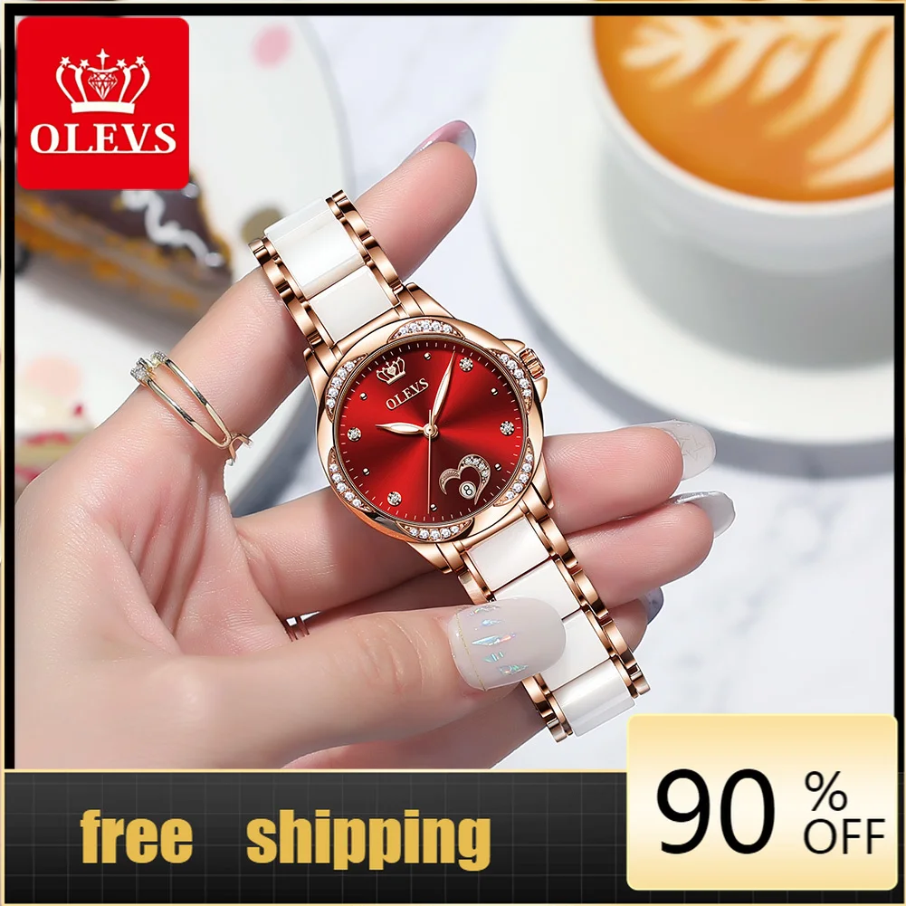

Olevs women's watch bracelet 18k gold set waterproof automatic watch mechanic women's ceramic watch women's luxury Gift Watch