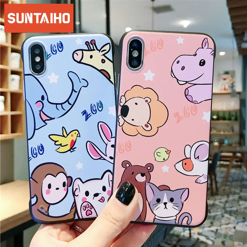 Модный милый мультяшный чехол для телефона с рисунком в виде животного iPhone Xs Max XR X