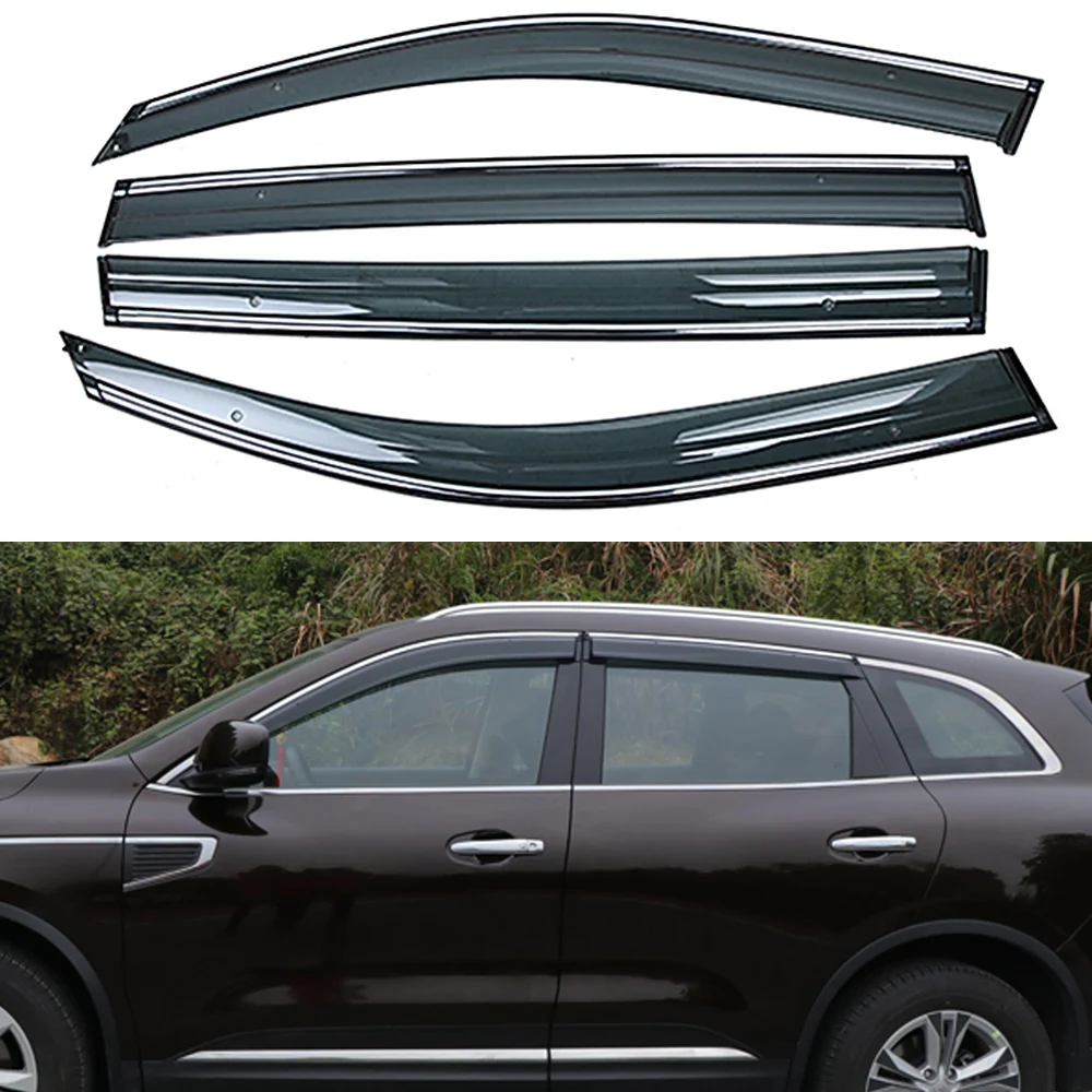 For RENAULT Koleos 2017 2018 2019 Car Window Sun Rain Shade Visors Shield Shelter Protector Cover Trim Frame Sticker | Автомобили и