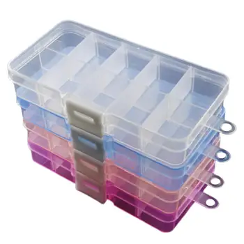 

Practical 10 Compartments Jewelry Earrings Rings Transparent Plastic Storage Box Organizer Container Jewelry Storage Box for ear