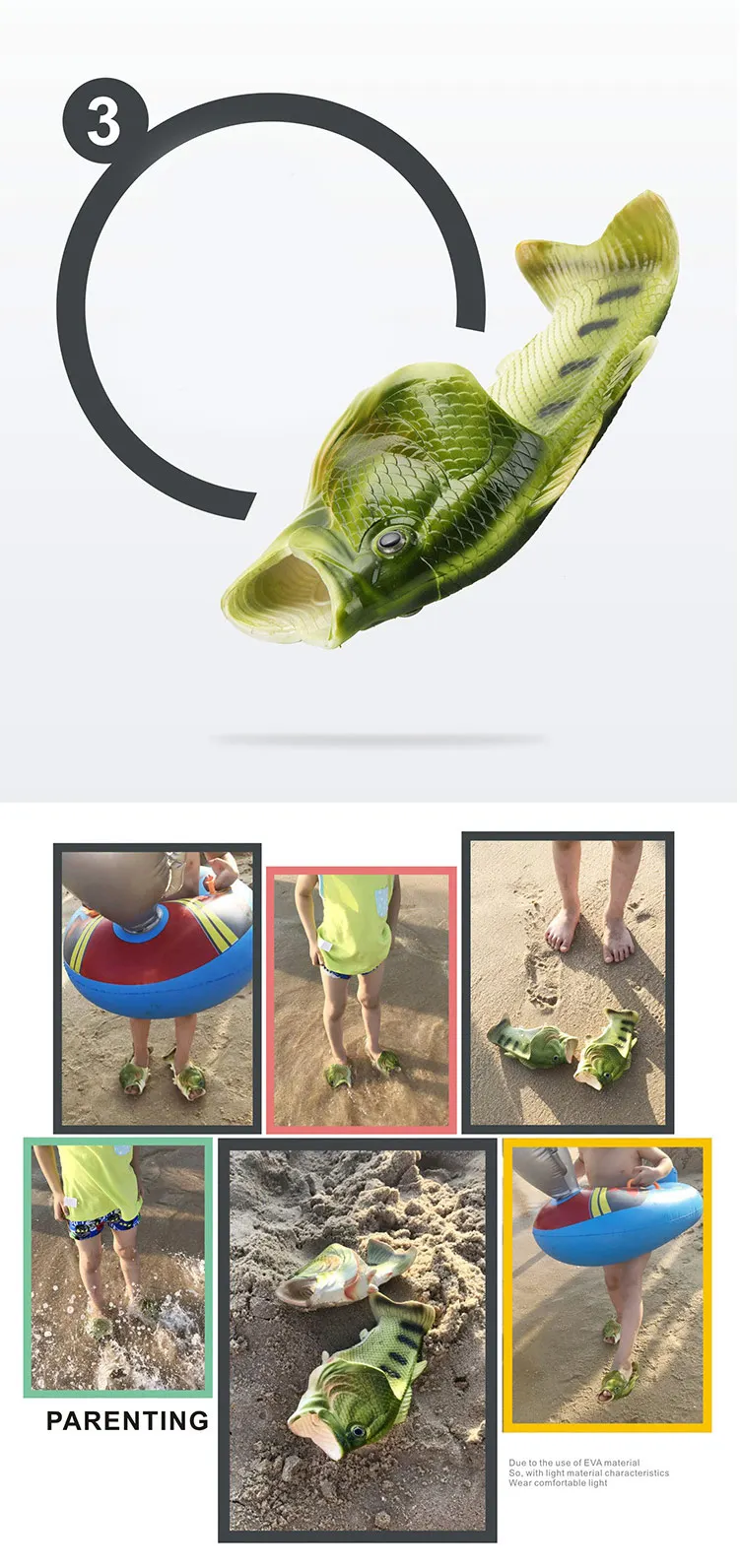 summer runwar shoes fish slippers flip flops unisex beach slippers men slides light man's funny slippers