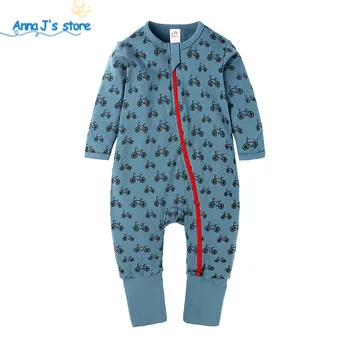 New Newborn Baby Boys Rompers bicycle Printed Long Sleeve autumn Cotton Romper Kid Jumpsuit Playsuit Outfits Clothing ppy495