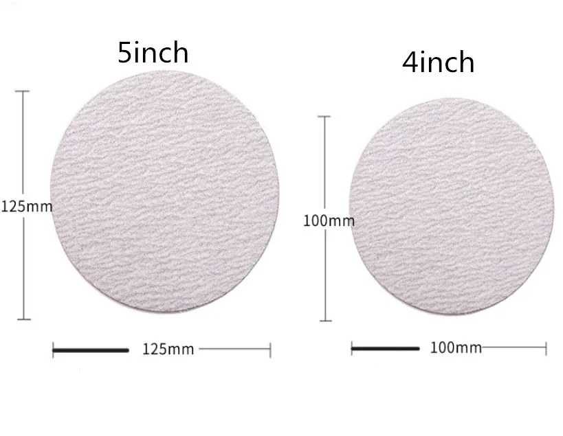 50ps 4" 100mm/ 5" 125mm Inches Grit 60#-1000# Sanding Discs Hook Loop Sandpaper Self-adhesive Round Sandpaper